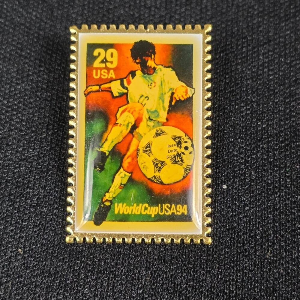 World Cup USA 94 Soccer Lapel Pin 1994 USPS Gold Tone Sports